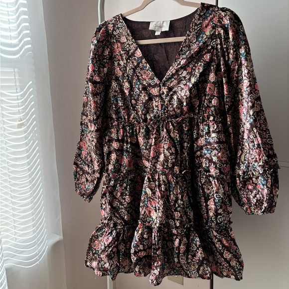 Cleobella Francesca Mini Dress XS Floral Print Boho Mini Long Bell Sleeve - Picture 6 of 10